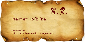 Mahrer Réka névjegykártya